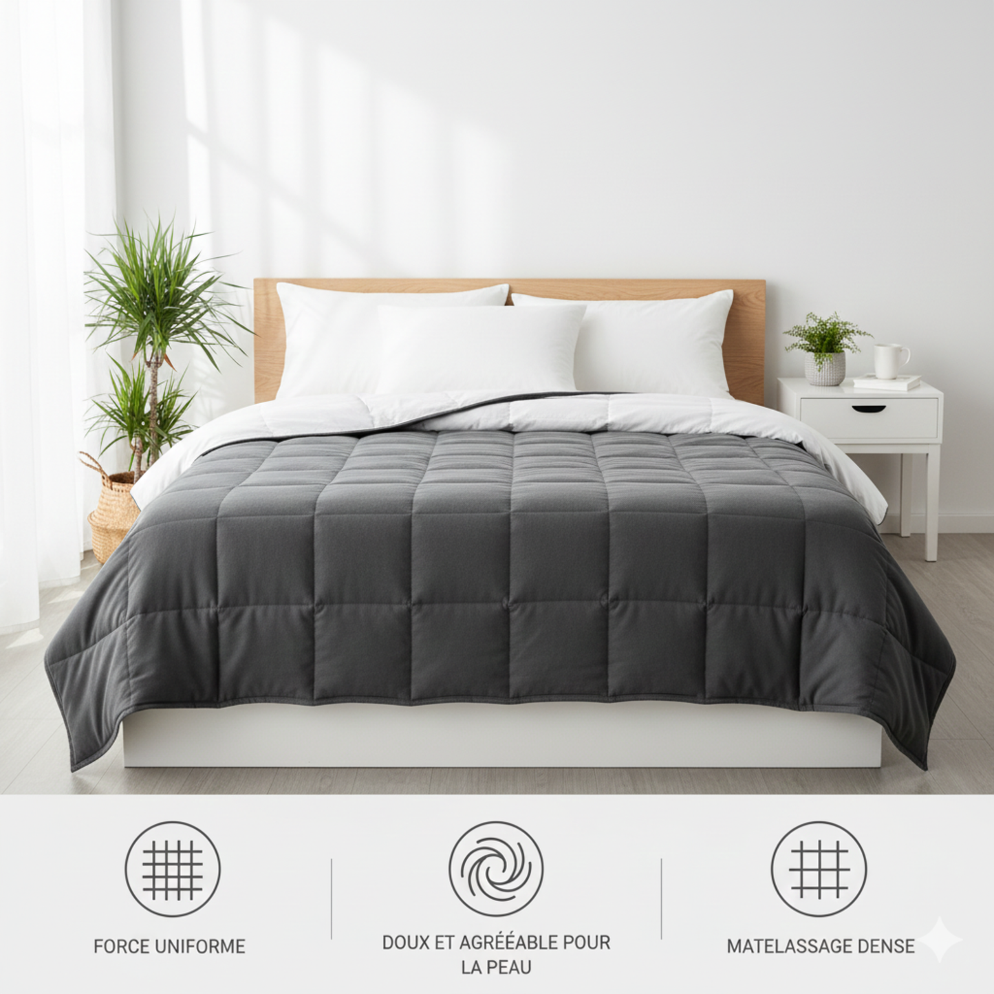 Couverture Lestée pour adultes | réduction du stress, détente profonde et amélioration du sommeil | couverture lourde apaisante pour nuits réparatrices