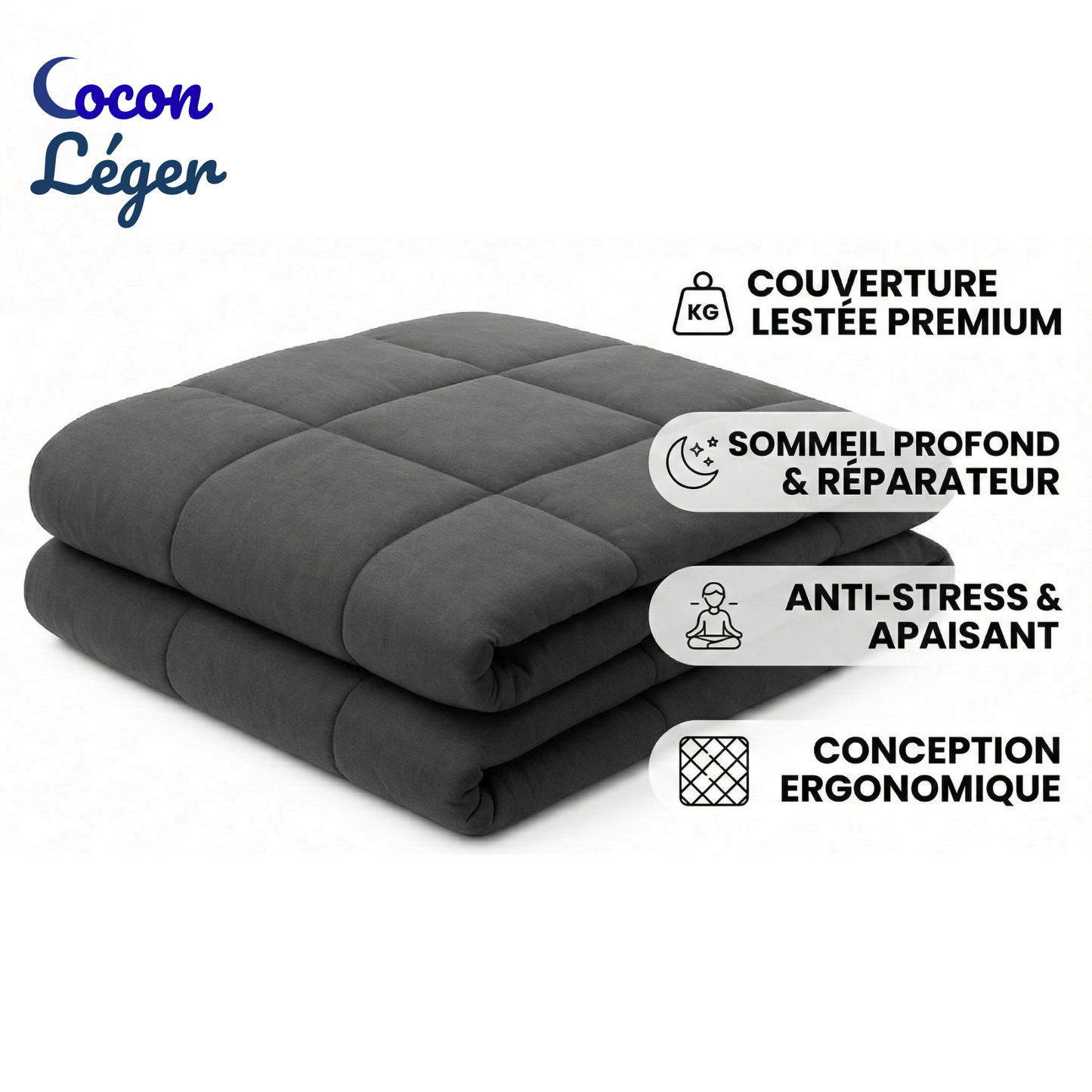 Couverture Lestée pour adultes | réduction du stress, détente profonde et amélioration du sommeil | couverture lourde apaisante pour nuits réparatrices